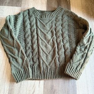 Pink Rose Sage Cable Knit Sweater